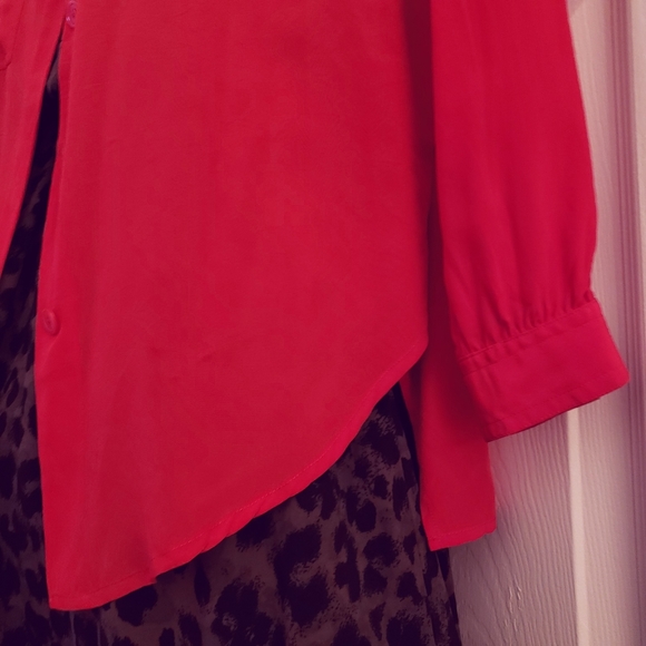 Vintage Red Silk Blouse - Picture 4 of 9